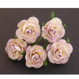 Набор 5 кремово-сиреневых роз, 25 мм