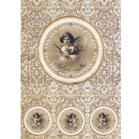 Декупажная карта "Ангел с флейтой" 30х21 см от компании Cheap-Art