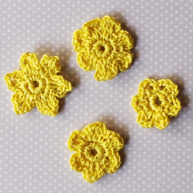 Набір в'язаних квіточок жовтого кольору, 2 - 3 см, 4 шт