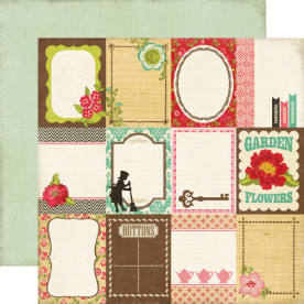 Двусторонняя бумага Journaling Cards Garden Flowers 30х30 см от компании Echo Park