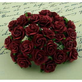 Набір 10 декоративних паперових троянд Deep Red, 10 мм