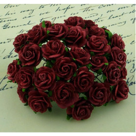 Набір 10 декоративних паперових троянд Deep Red, 15 мм