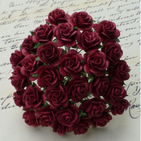 Набір 10 декоративних паперових троянд Burgundy, 15 мм