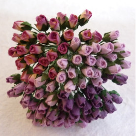 Набір 10 бутонів троянди різних кольорів в бузково-лілового гамі, 4 мм