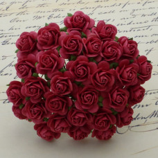 Набор 5 декоративных бумажных роз Coral Red, 25 мм