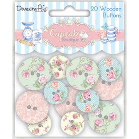 Набор деревянных пуговок Cupcake Boutique от компании Dovecraft, 20 шт