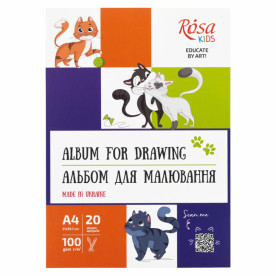 Альбом-склейка для рисования, Cats, А4, 100г/м2, 20л, ROSA Kids