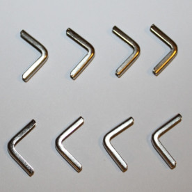 Декоративні куточки кольору нікелю, 15х15х2 мм, 8 шт