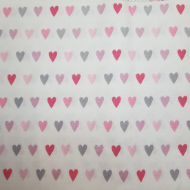 Бязь Рожеві серця, бавовна, розмір 50х60 см