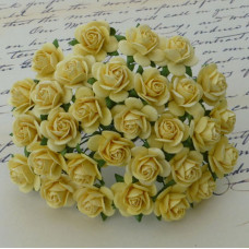 Набір 5 декоративних трояндочок Yellow, 25 мм