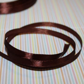 Атласная лента коричневого цвета, длина 1 м, ширина 6 мм