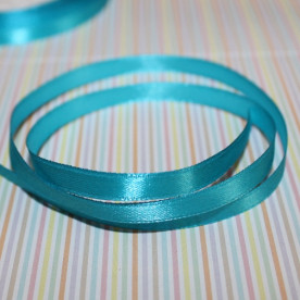 Атласна стрічка бірюзового кольору, довжина 1 м, ширина 6 мм