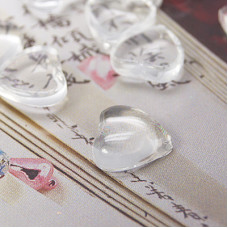Прозрачный стеклянный кабошон в форме сердца, 1 шт, толщина 3-4 мм