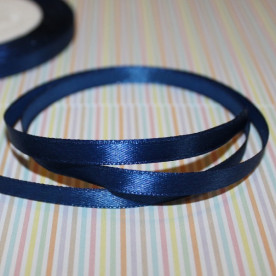 Атласна стрічка синього кольору, рулон бл. 23 м, ширина 6 мм