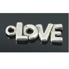 Металлическая подвеска "Love", античное серебро, 22х8 мм, 5 шт