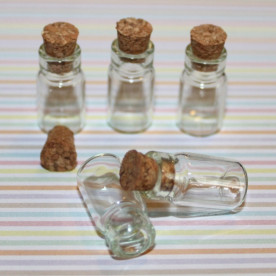 Декоративная стеклянная бутылочка с пробкой, высота 18 мм, диаметр 10 мм, 1 шт