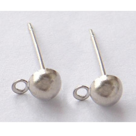 Заготівля для сережок-цвяшків сріблястого кольору, 2 шт