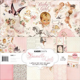 Набор бумаги Bundle of Joy Girl 30х30 см 12 листов + наклейки от Kaisercraft
