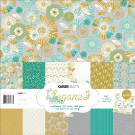 Набор бумаги Elegance 30х30 см 12 листов + наклейки от Kaisercraft