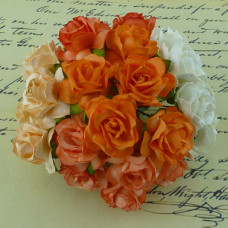 Набір 5 диких трояндочок Peach / Orange / White, 30 мм