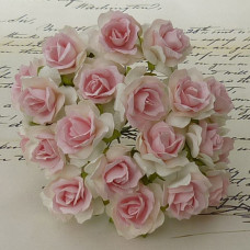 Набір 5 диких трояндочок White with Baby Pink Centre, 30 мм