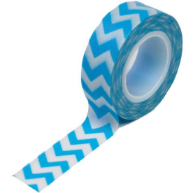Паперовий скотч Chevron Blue 9 м, 15 мм від компанії Queen and Co