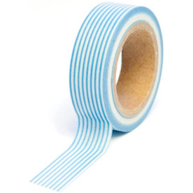 Бумажный скотч Stripe Blue 9 м, 15 мм от компании Queen and Co