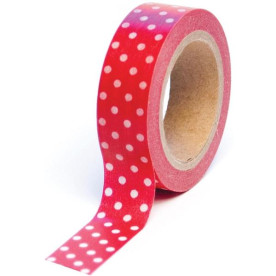 Бумажный скотч Polka Dot Red 9 м, 15 мм от компании Queen and Co