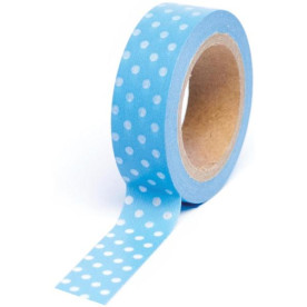 Бумажный скотч Polka Dot Blue 9 м, 15 мм от компании Queen and Co