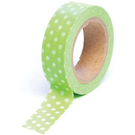 Паперовий скотч Polka Dot Green 9 м, 15 мм від компанії Queen and Co