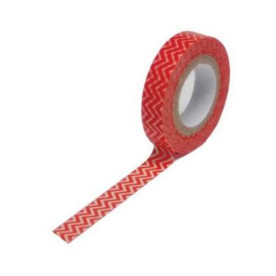 Бумажный скотч Skinnie Minnie Red Chevron 9 м, 10 мм от компании Queen and Co