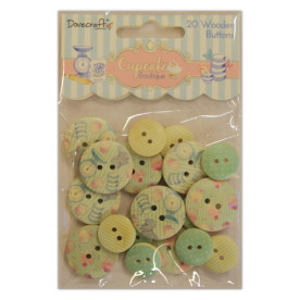 Набір дерев'яних гудзиків Cupcake Boutique Baking, 20 шт від Dovecraft