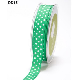 Стрічка GROSGRAIN / DOTS GREEN / WHITE від May Arts, 16 мм, 90 см