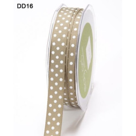 Лента GROSGRAIN/DOTS OLIVE/WHITE от May Arts, 16 мм, 90 см