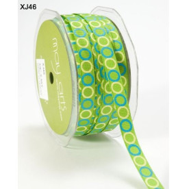 Репсова стрічка Grosgrain Circles зеленого кольору від May Arts, 10 мм, 90 см