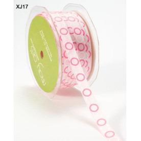 Репсова стрічка Grosgrain Circles рожевого кольору від May Arts, 10 мм, 90 см