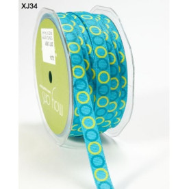 Репсова стрічка Grosgrain Circles яскраво-блакитного кольору від May Arts, 10 мм, 90 см