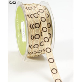 Репсова стрічка Grosgrain Circles світло-коричневого кольору від May Arts, 10 мм, 90 см