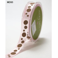 Атласна стрічка Bubble Dots рожевого і коричневого кольорів від May Arts, 16 мм, 90 cм