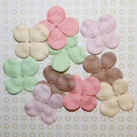 Набор гортензий в пастельных тонах, 2,5 см, 10 шт