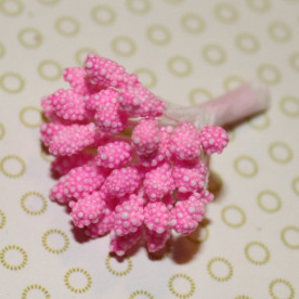 Набор тычинок розового цвета из микробисера, 15 веточек (30 головок)