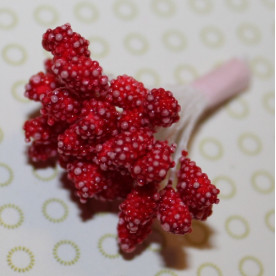 Набір тичинок червоного кольору з мікробісер, 15 гілочок (30 головок)