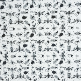 Декоративная ткань Насекомые черный, размер 50х70 см, хлопок 50%, плотность 160