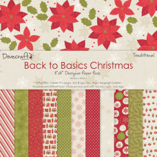 Набір паперу Back to Basics Christmas Traditional 20х20 см 12 аркушів Dovecraft