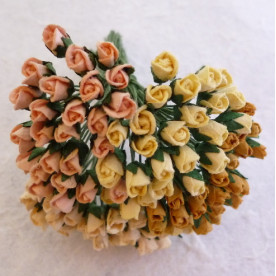 Набор 10 бутонов розы разных цветов в желто-оранжевых тонах 4 мм
