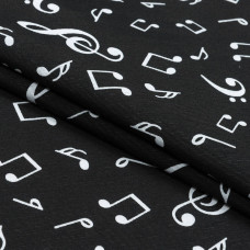 Декоративная ткань лонета, Ноты, черный, хлопок 50%, 50х70 см, 169 г/м²