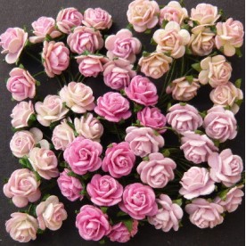 Набір 10 трояндочок різних кольорів в рожевих тонах 10 мм