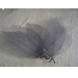 Набор 10 скелетированных декоративных листочков серого цвета