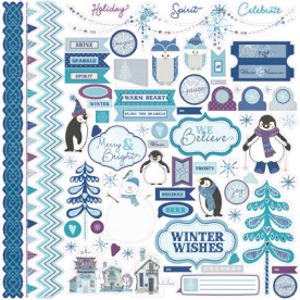 Лист з наклейками Winter Wishes Element 30х30 см від компанії Echo Park