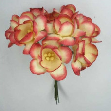 Набор 5 декоративных цветков вишни Red/Cream, 3 см